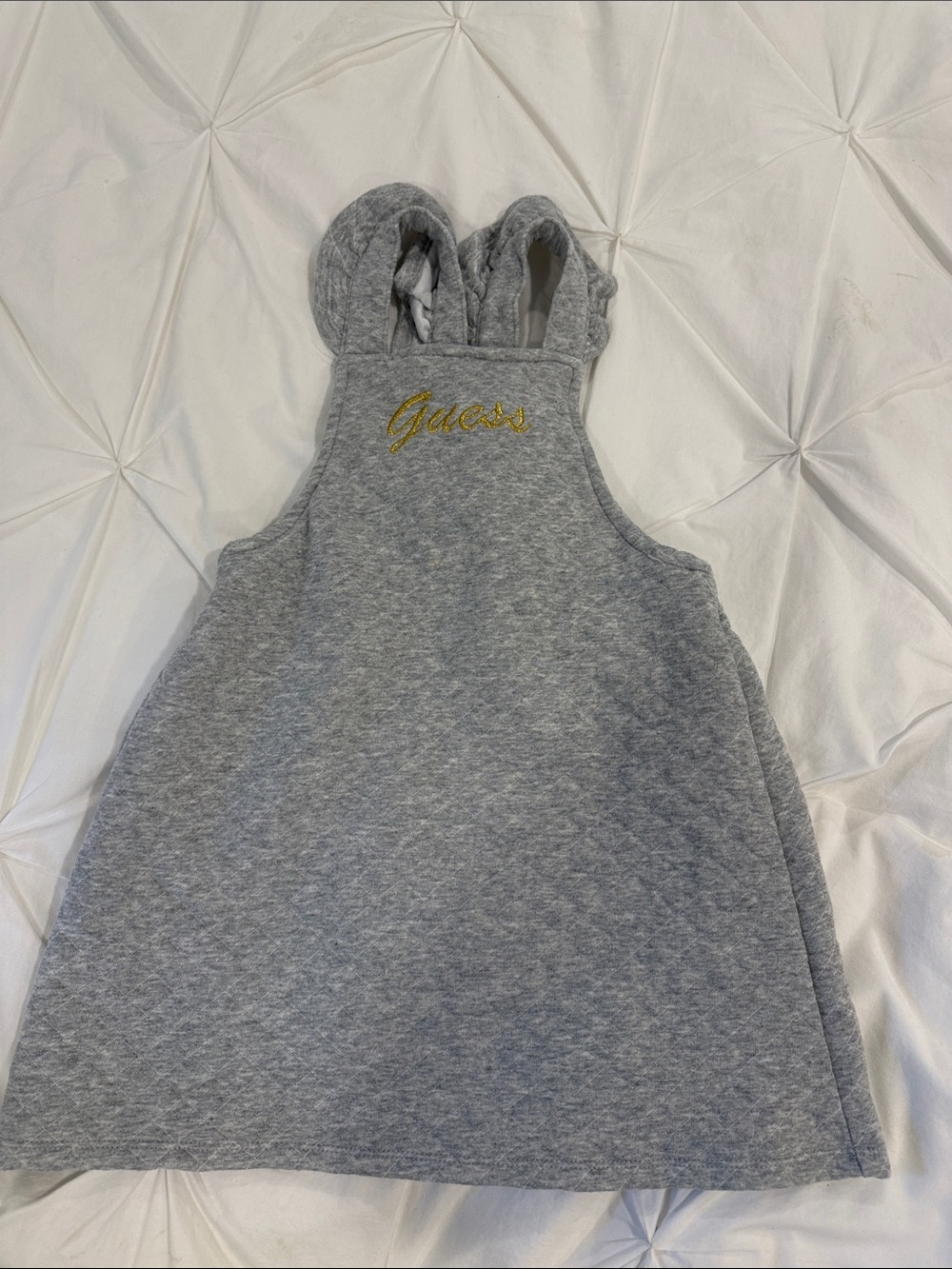 Guess Kids Grey Quilted Dress with Gold Logo